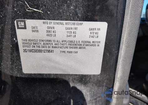 2008 Chevrolet Impala Lt from USA, damaged, VIN 2G1WC583881279641
